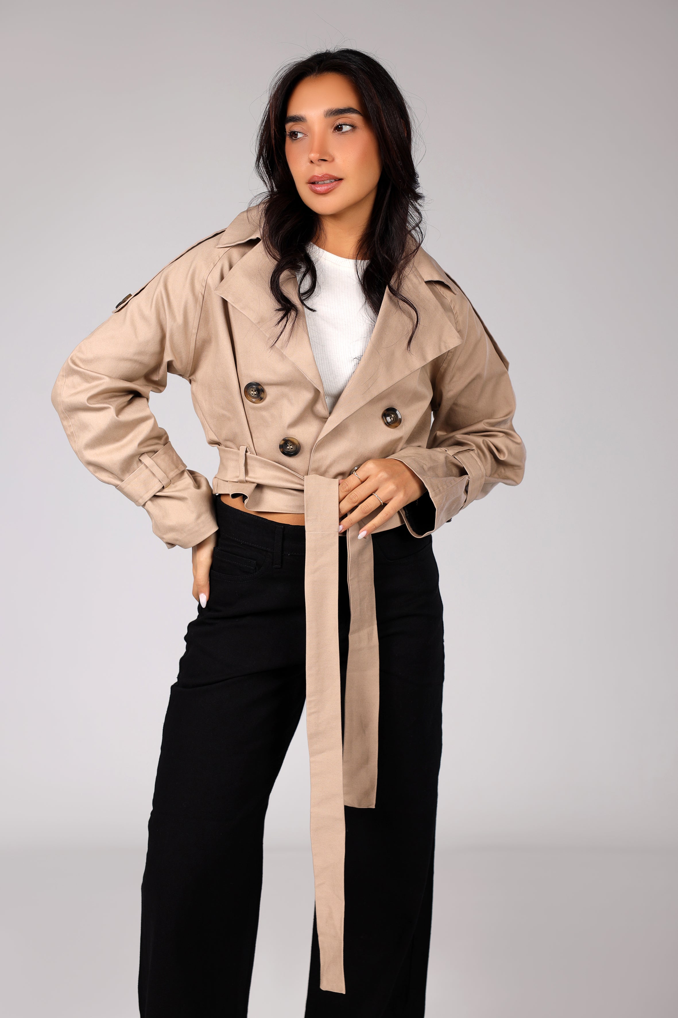 Timeless Crop Trench - Beige