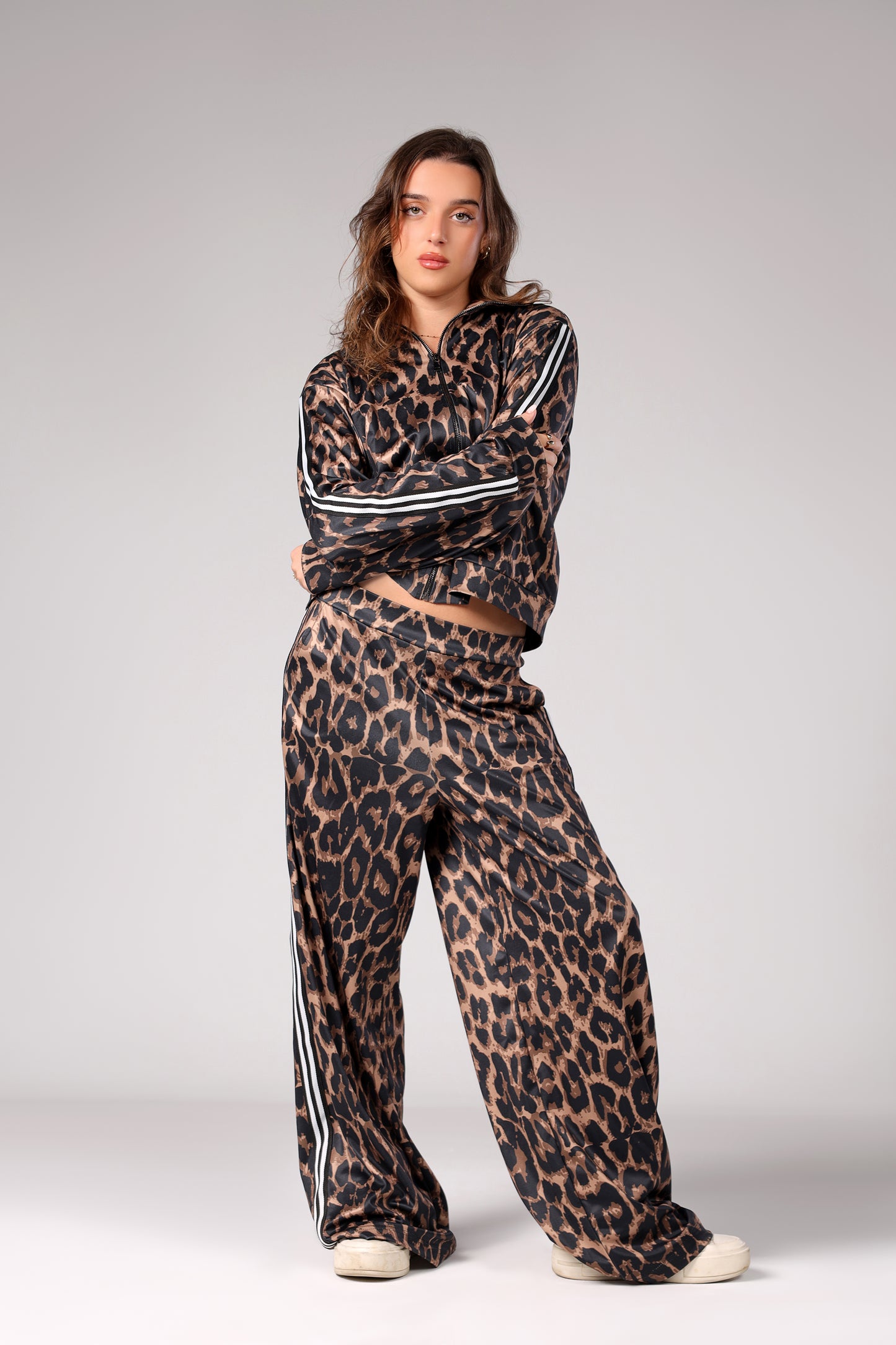 Zip-up Leopard Set - Brown