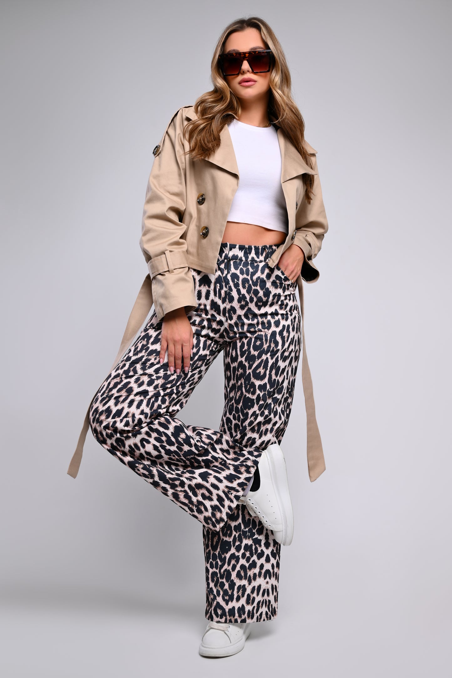 Gabardine Leopard Pants