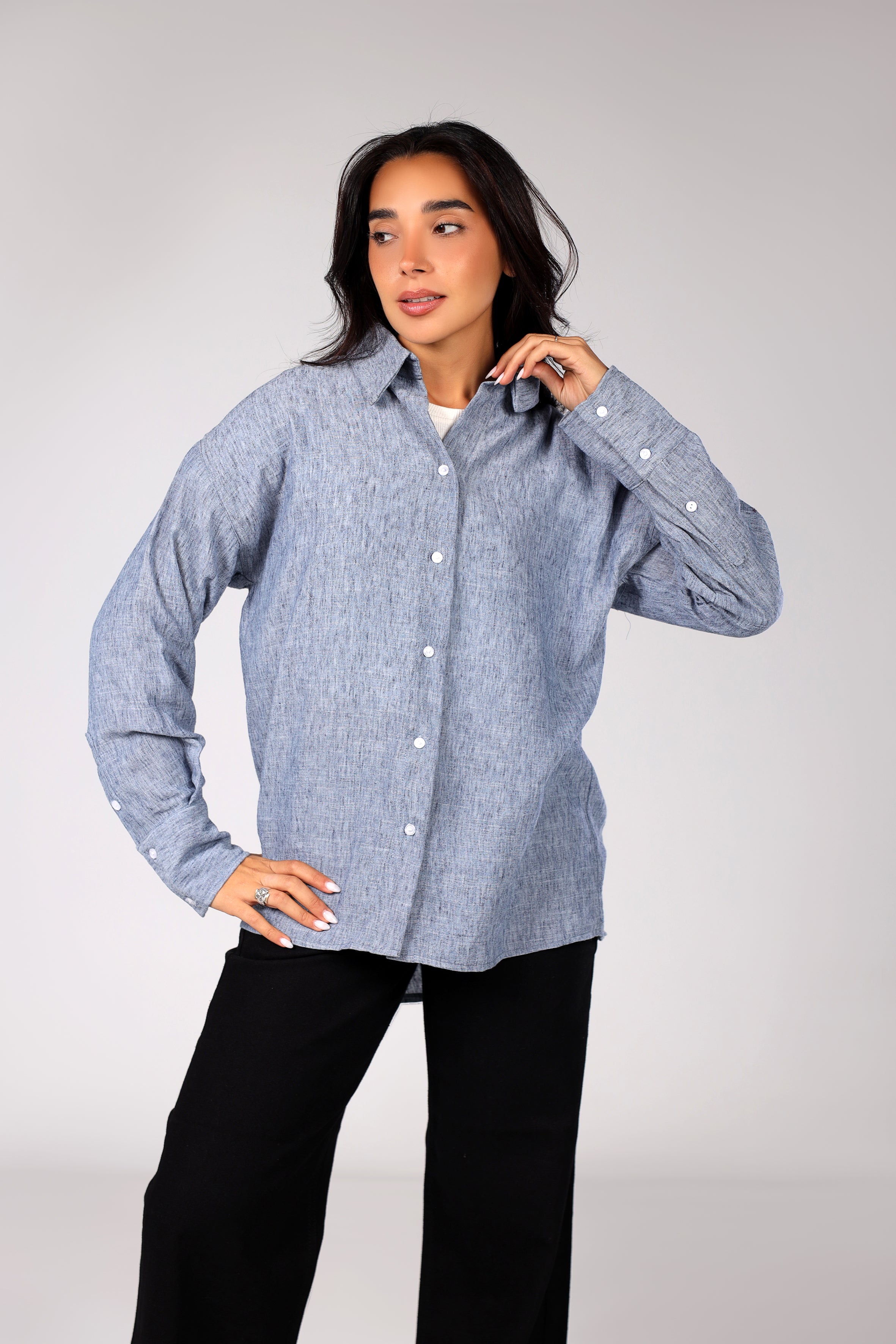 The Linen Shirt - Denim Blue