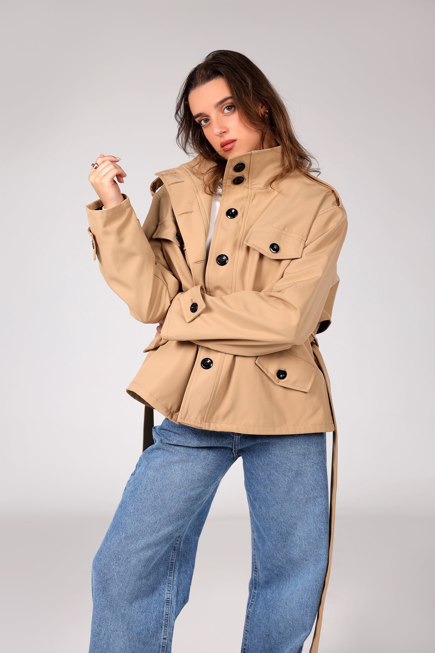 The Core Funnel Jacket - Mocha Beige