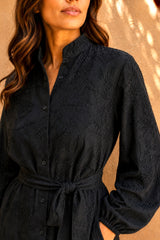 Botanica Embroidered Wrap Shirt - Black