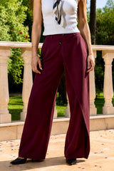 Asymmetry Statement Pants - Burgundy
