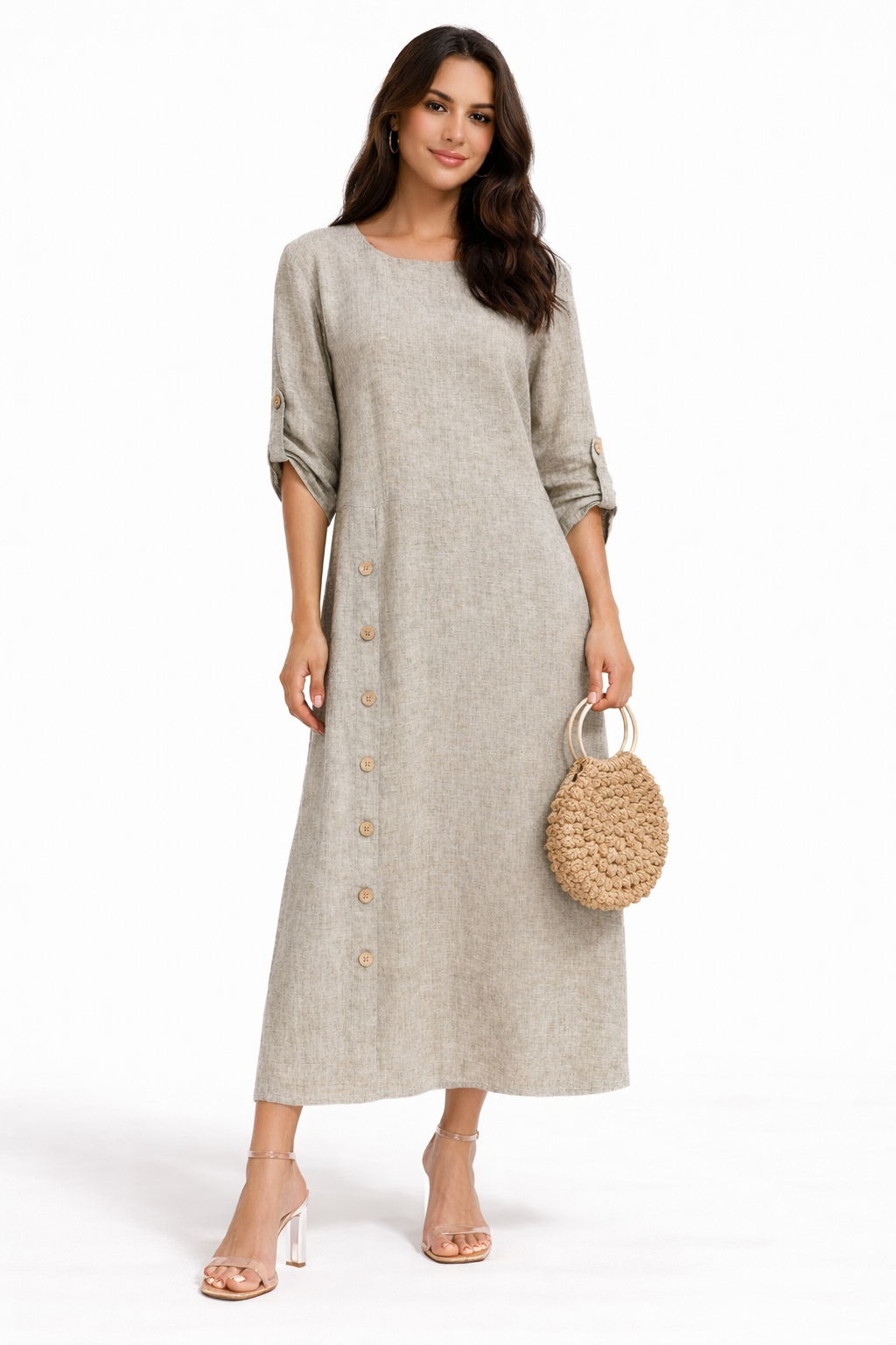 Tropic Beige Linen Dress