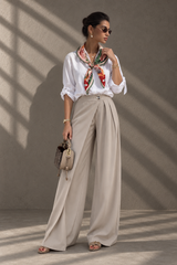 The Aria Wrap Pants - Latte