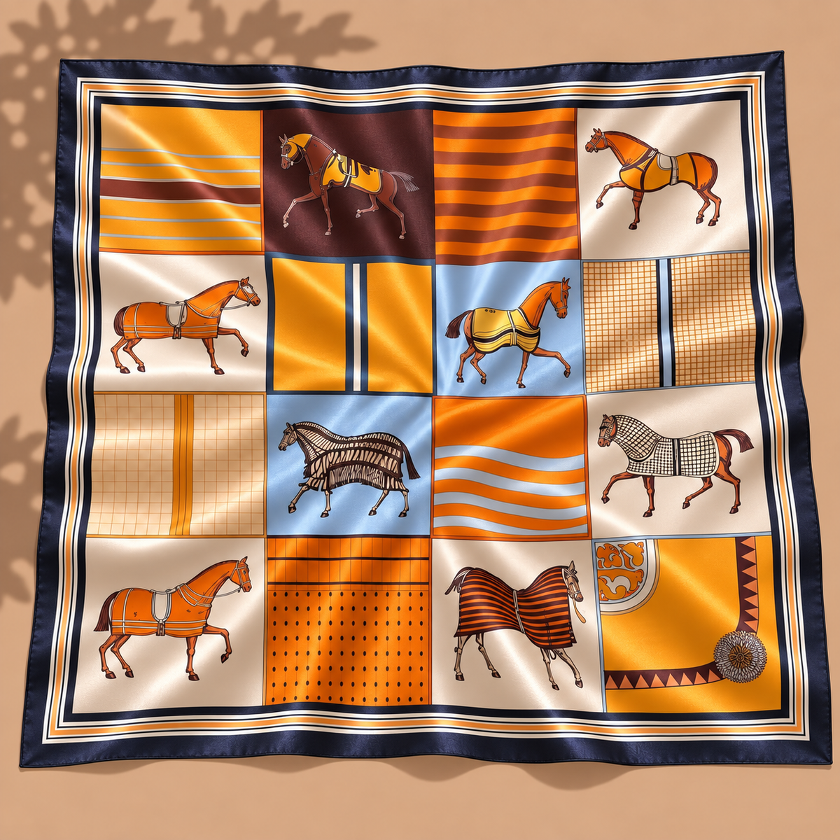 The Equestrian Mosaic Satin Scarf
