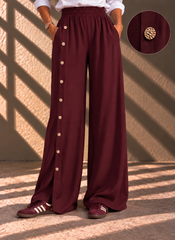 The Icon Button Pants - Burgundy