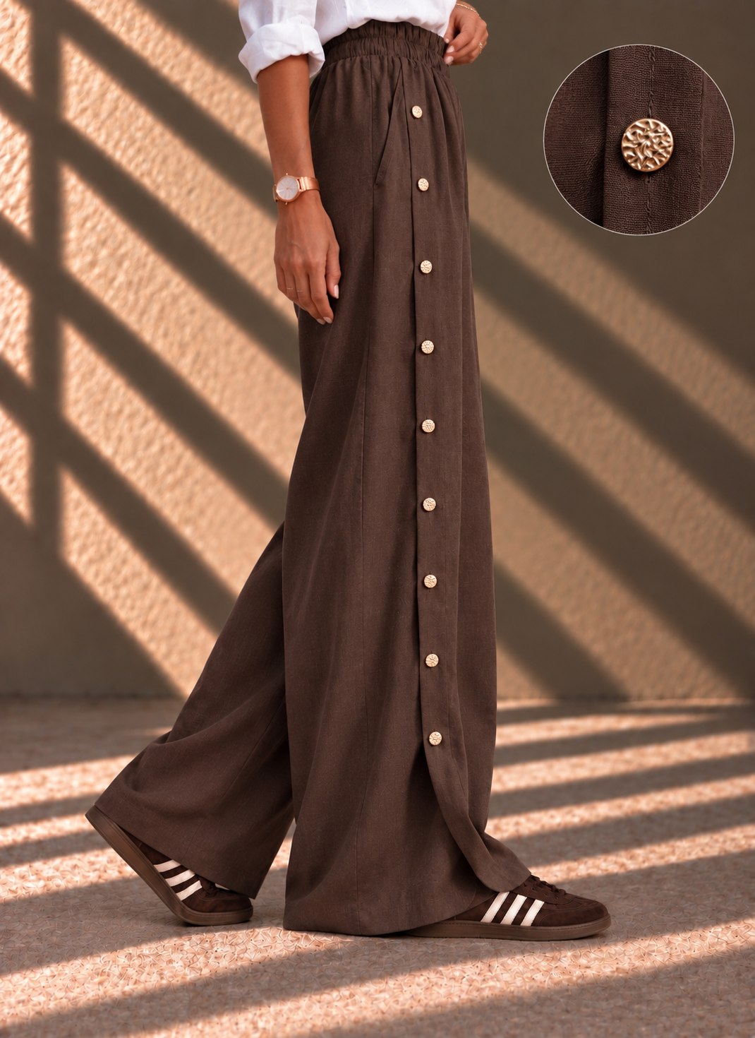 The Icon Button Pants - Brown