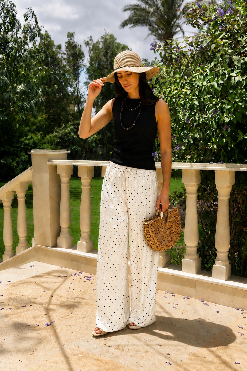 Midnight Polka Satin Pants