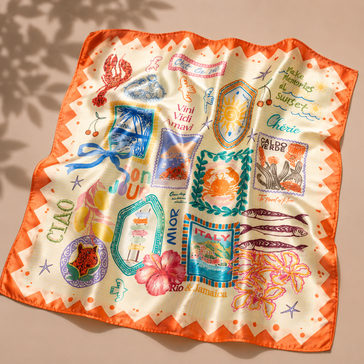 Postcard Silky Scarf