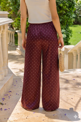 Burgundy Polka Satin Pants