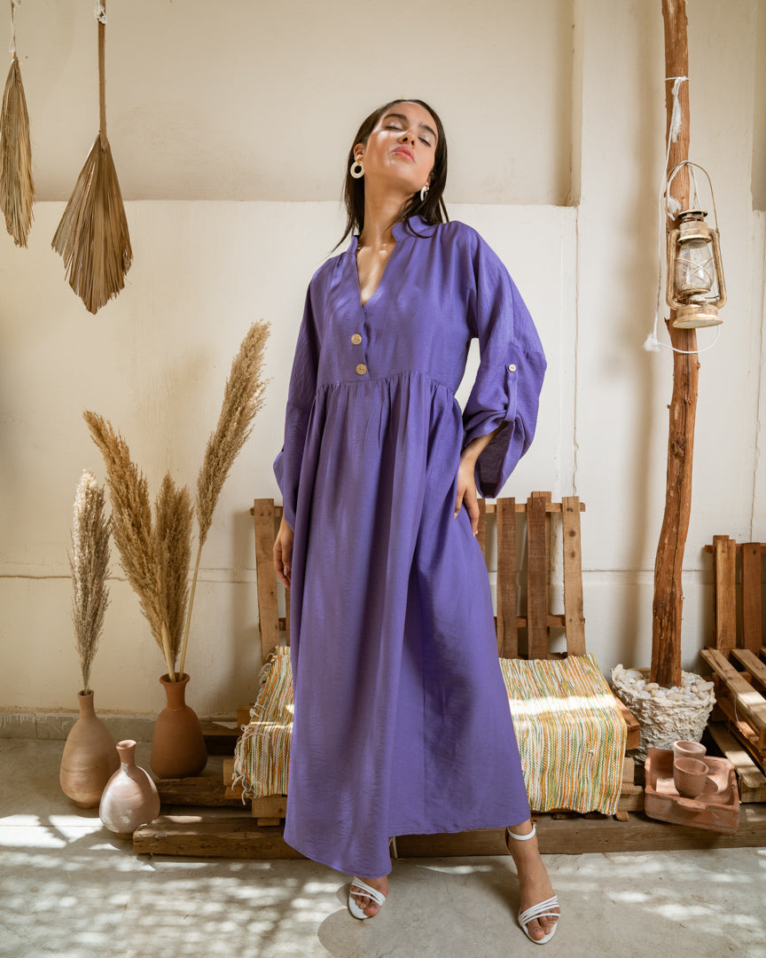 Purple Linen Maxi Dress