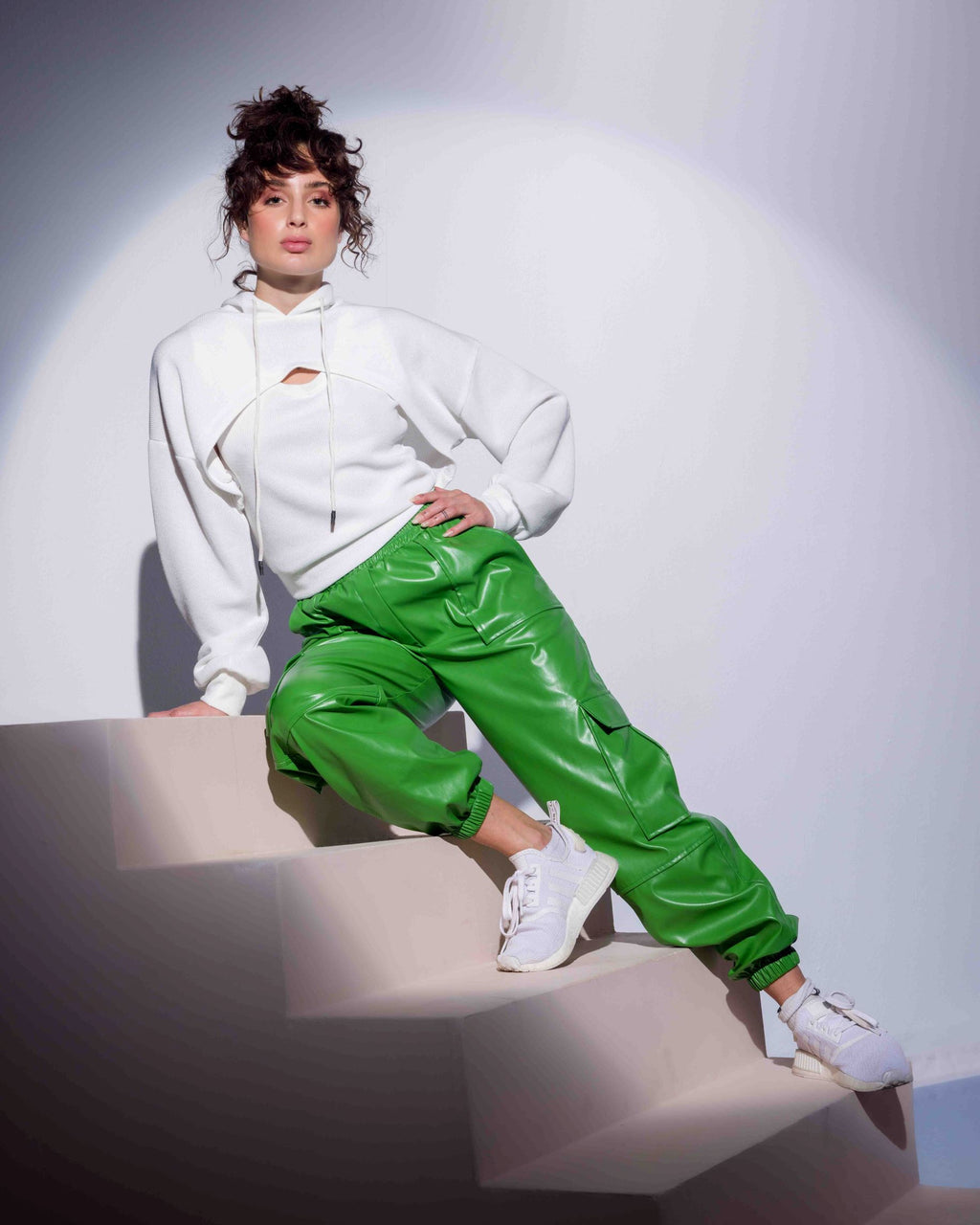 Baggy Leather Cigar Pants - Green