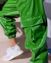 Baggy Leather Cigar Pants - Green