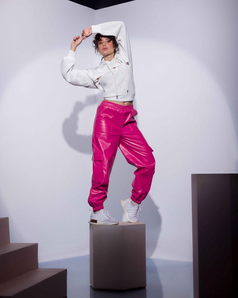 Cargo Pants Lined leather - PINK