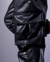 Cargo Pants Lined leather - BLACK