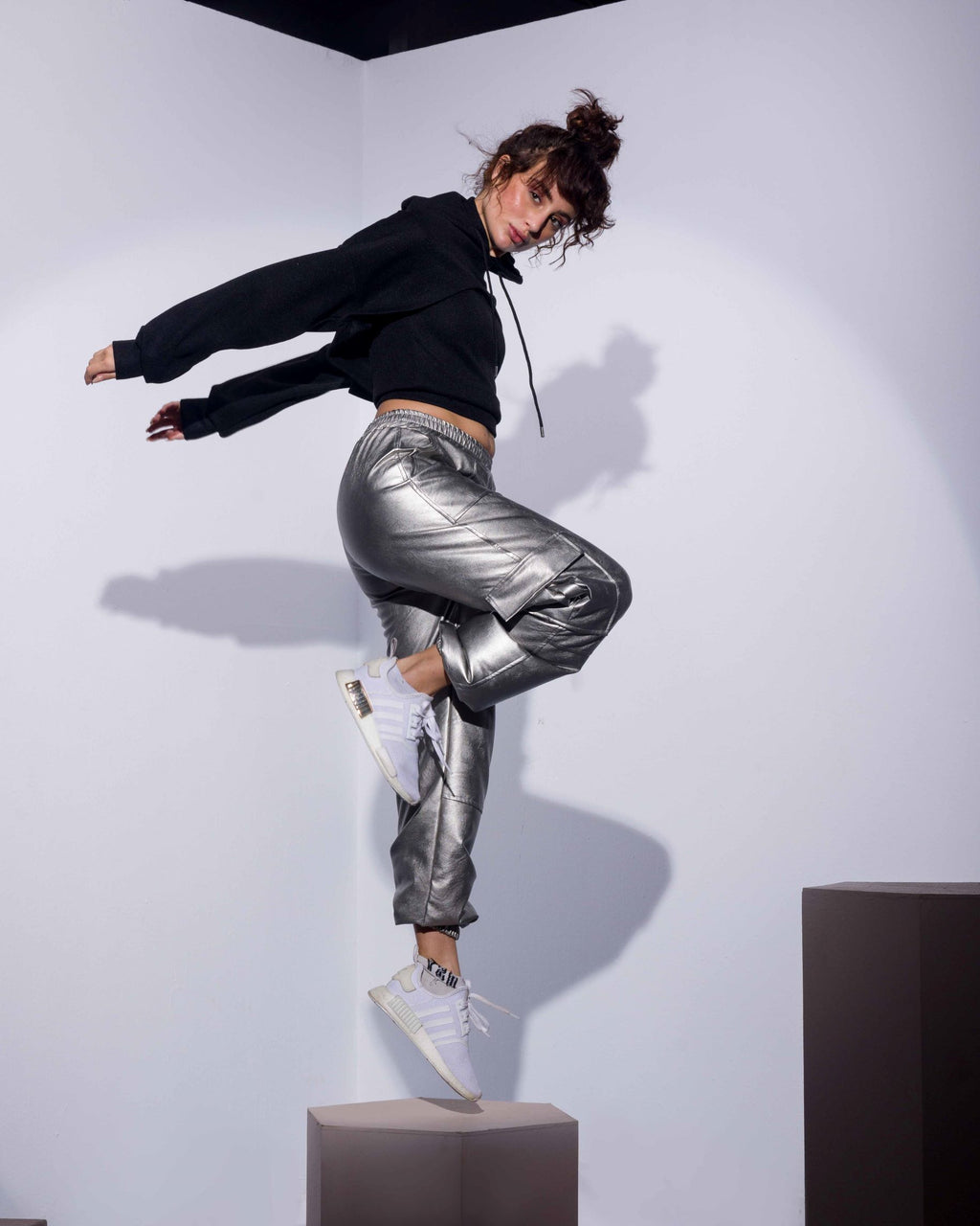 Cargo Leather Pants - SILVER
