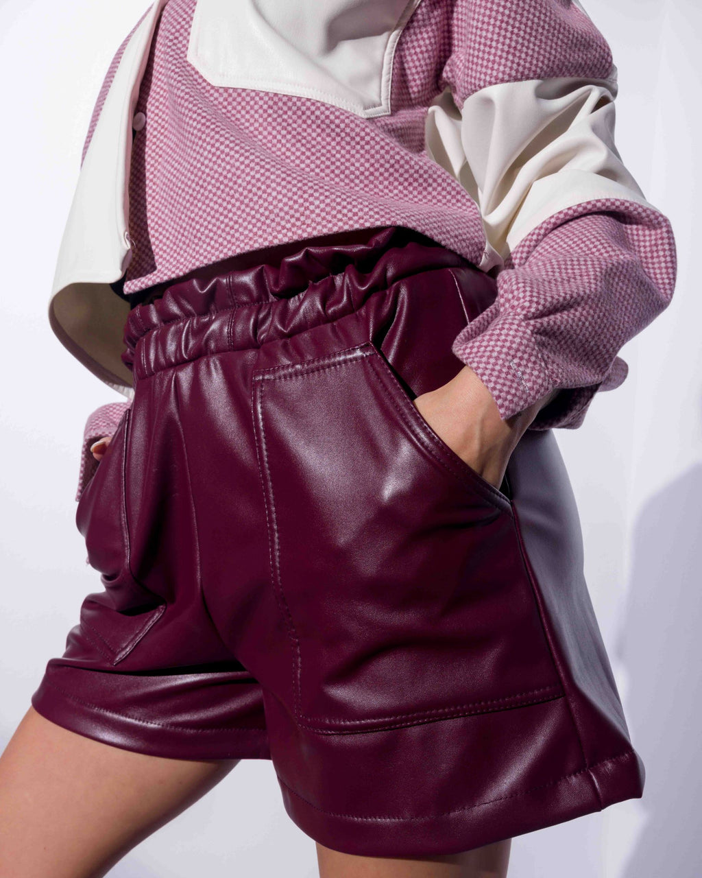 Leather shorts - Burgundy