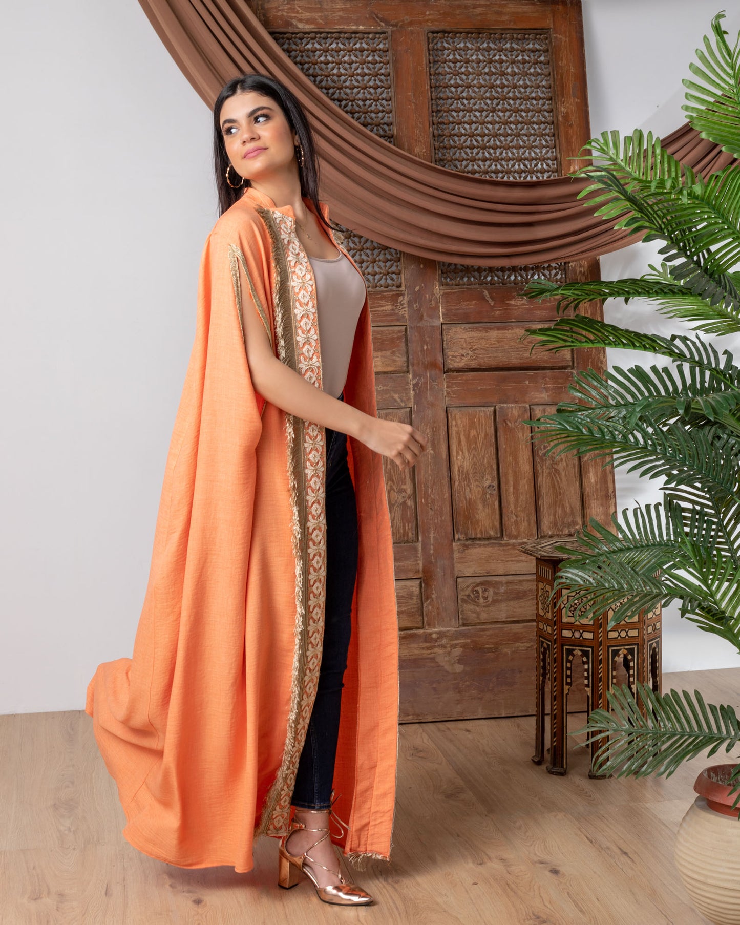 Hot Orange Classic Cape Kaftan