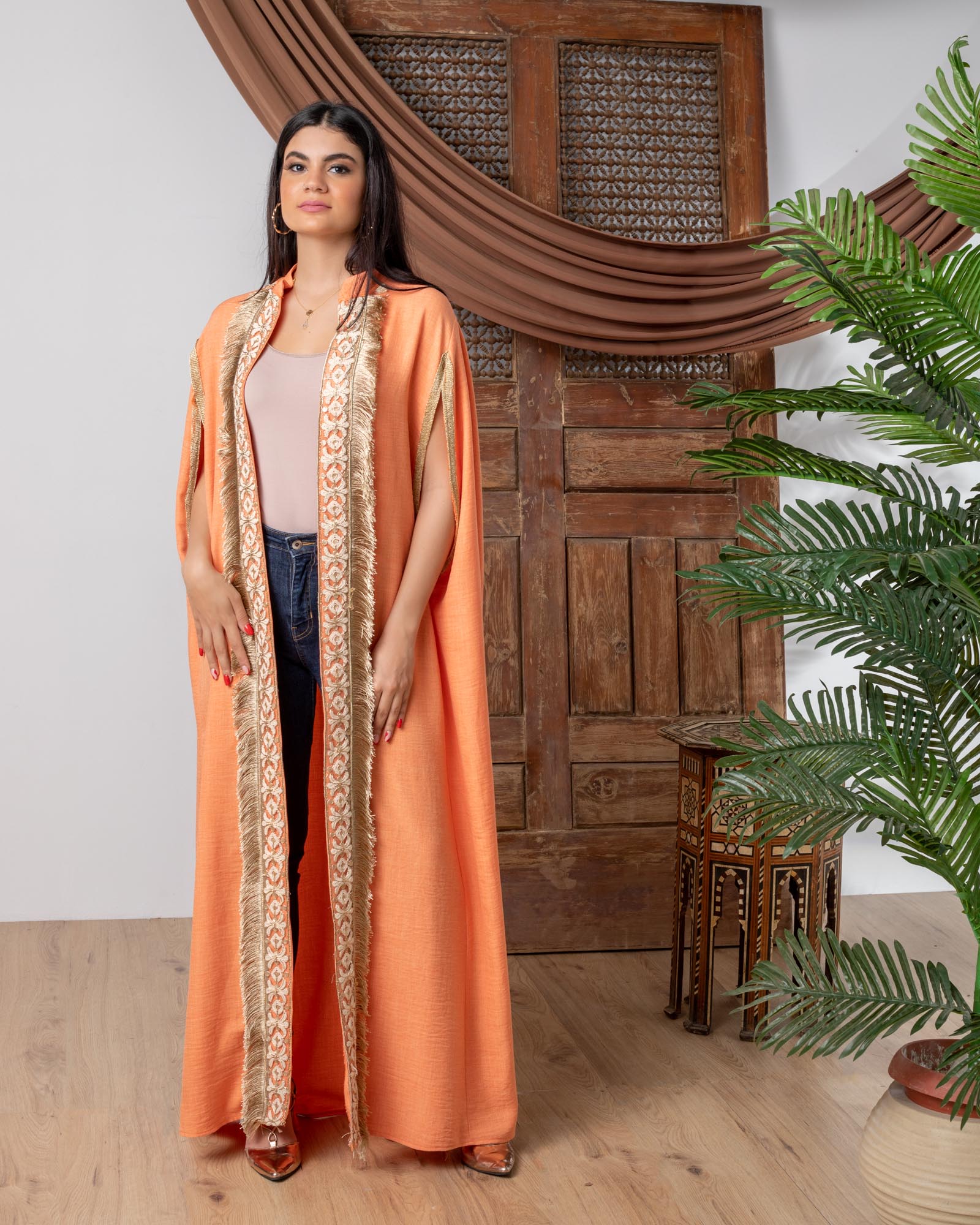 Hot Orange Classic Cape Kaftan