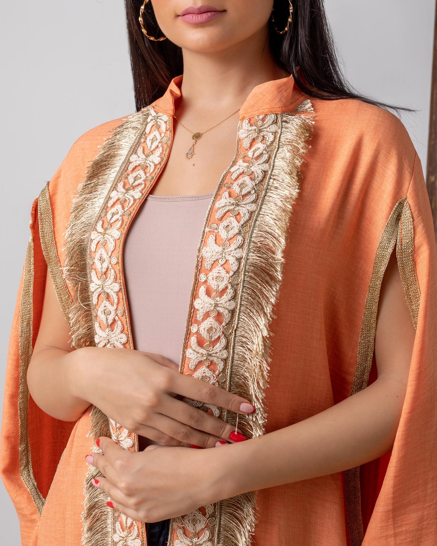 Hot Orange Classic Cape Kaftan