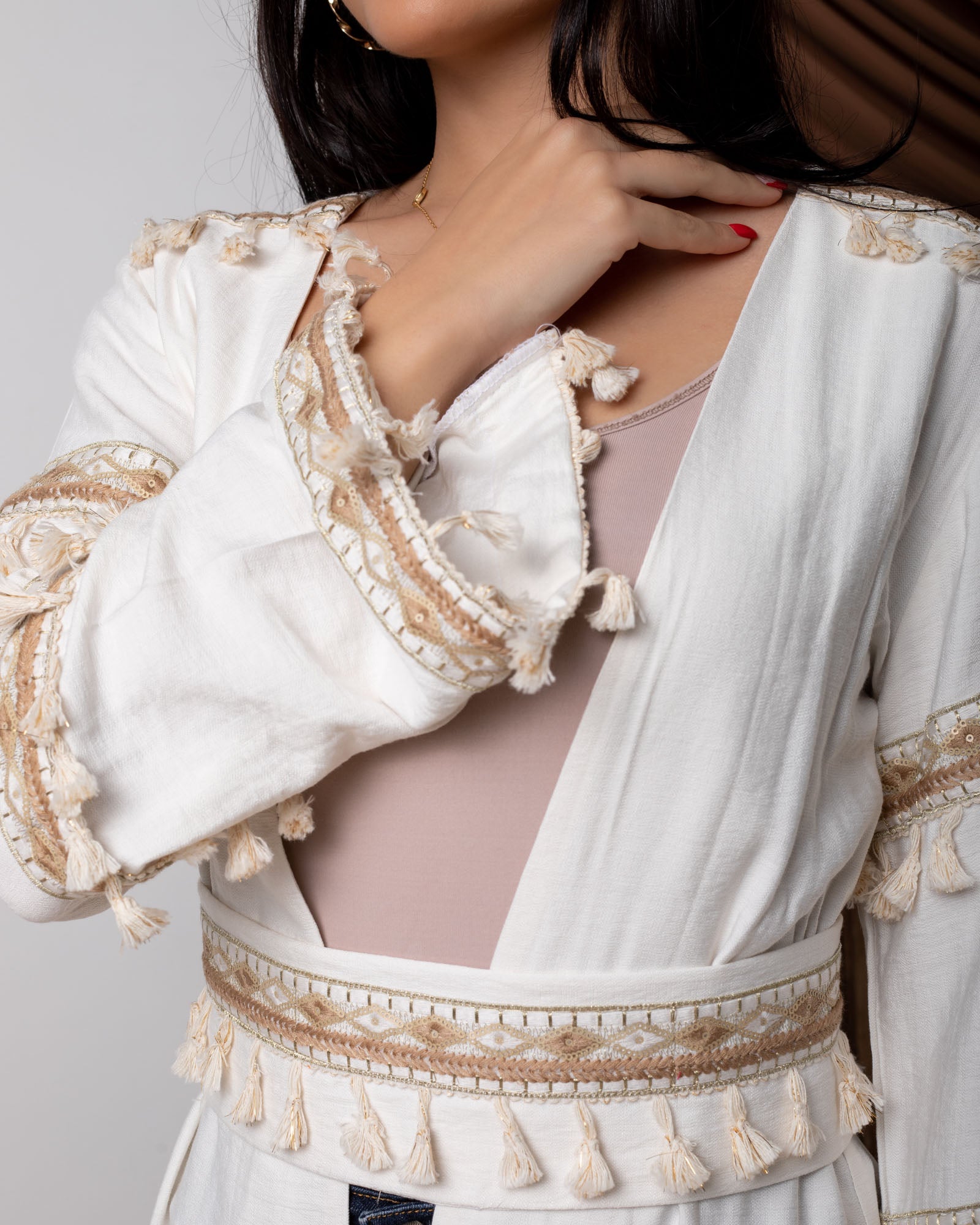 White Frills Sleeve Kaftan