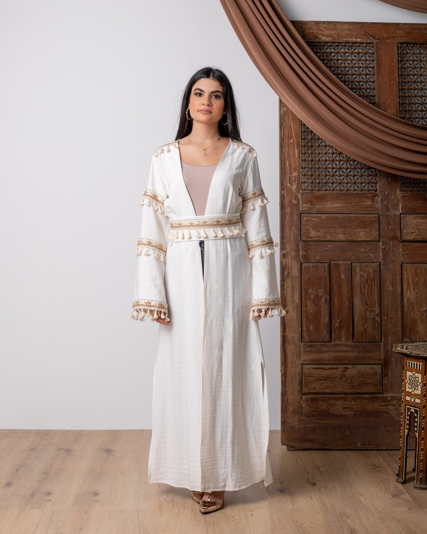 White Frills Sleeve Kaftan