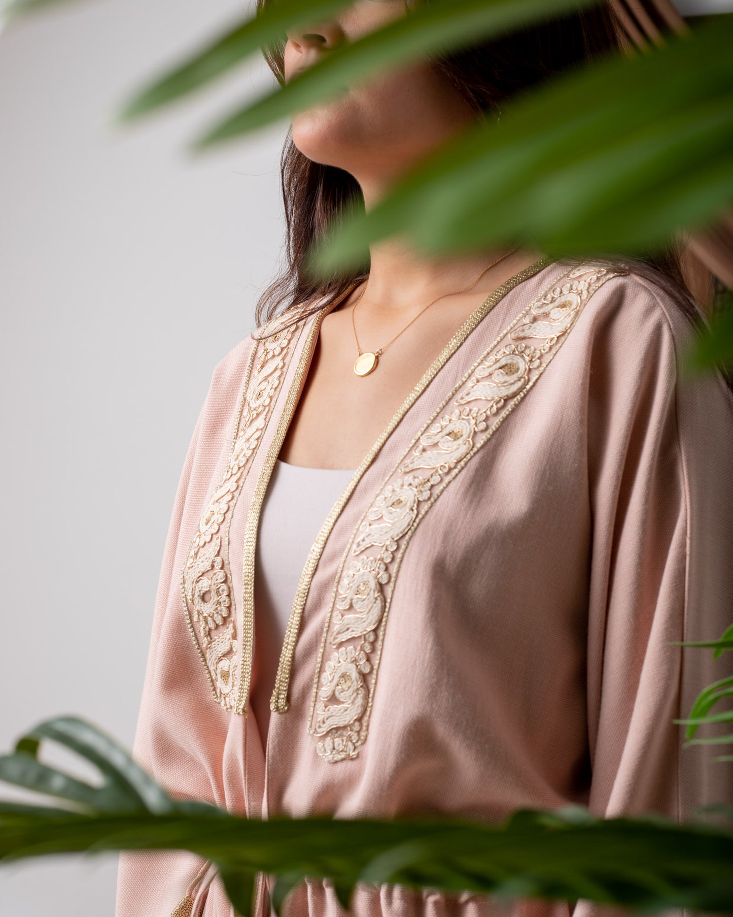 Drawstring Nude Kaftan