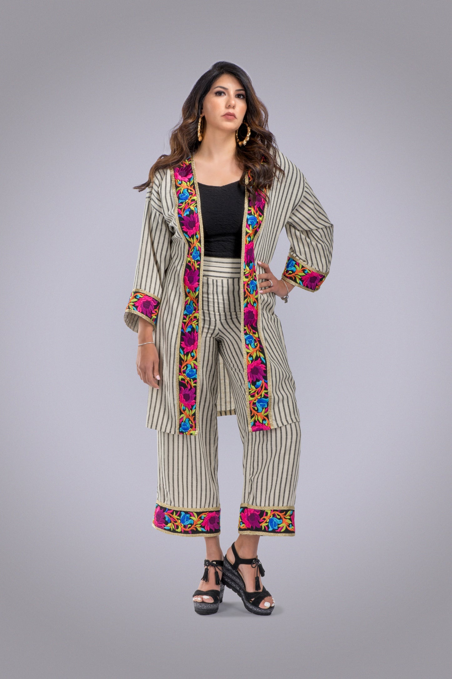 Indian Stripes Pure Linen Kimono