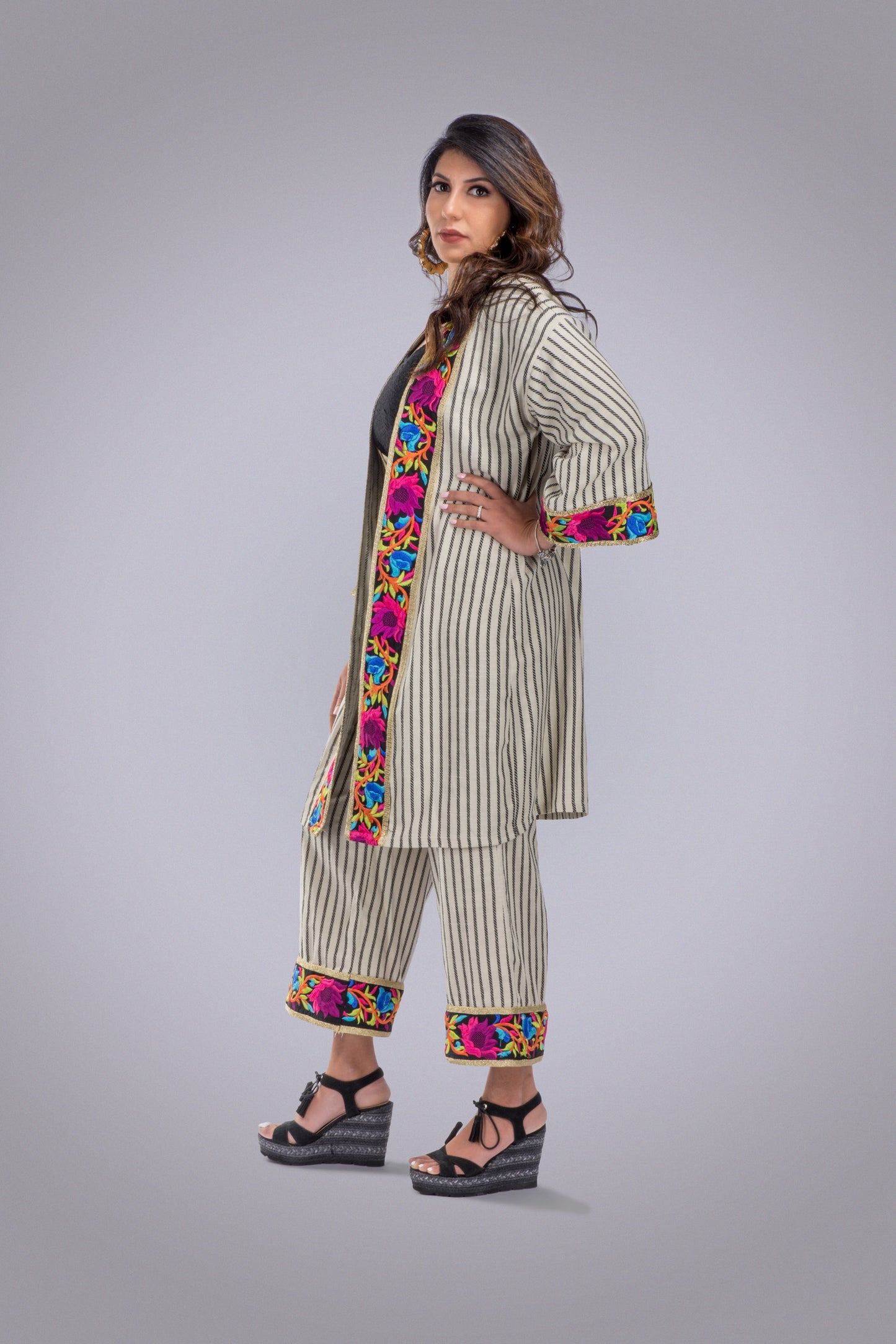 Indian Stripes Pure Linen Kimono