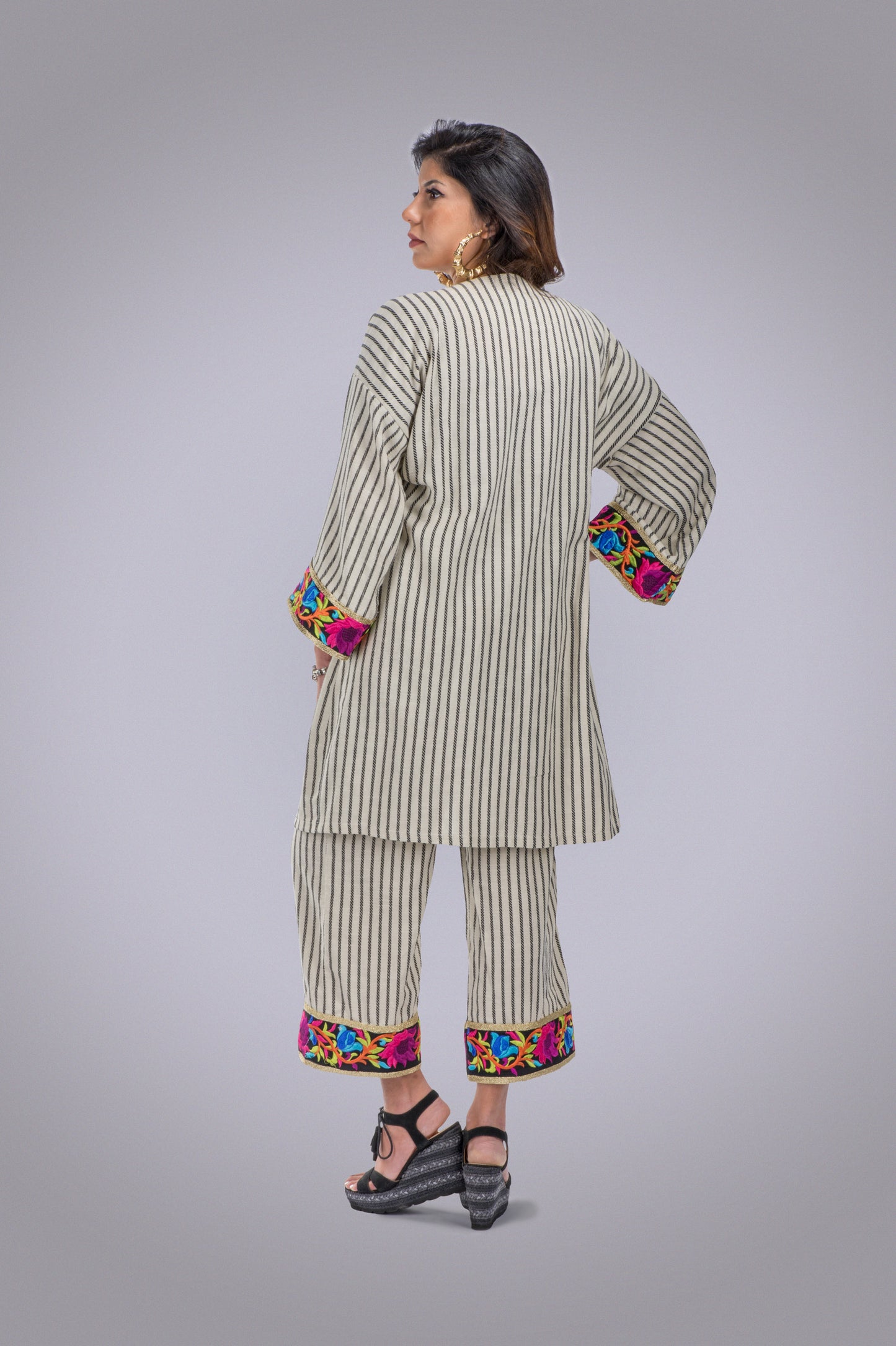 Indian Stripes Pure Linen Kimono