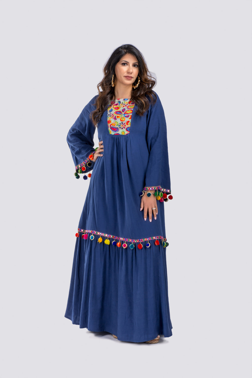 Pompoms Navy Kaftan