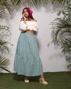 Mint Embroidery Maxi Skirt
