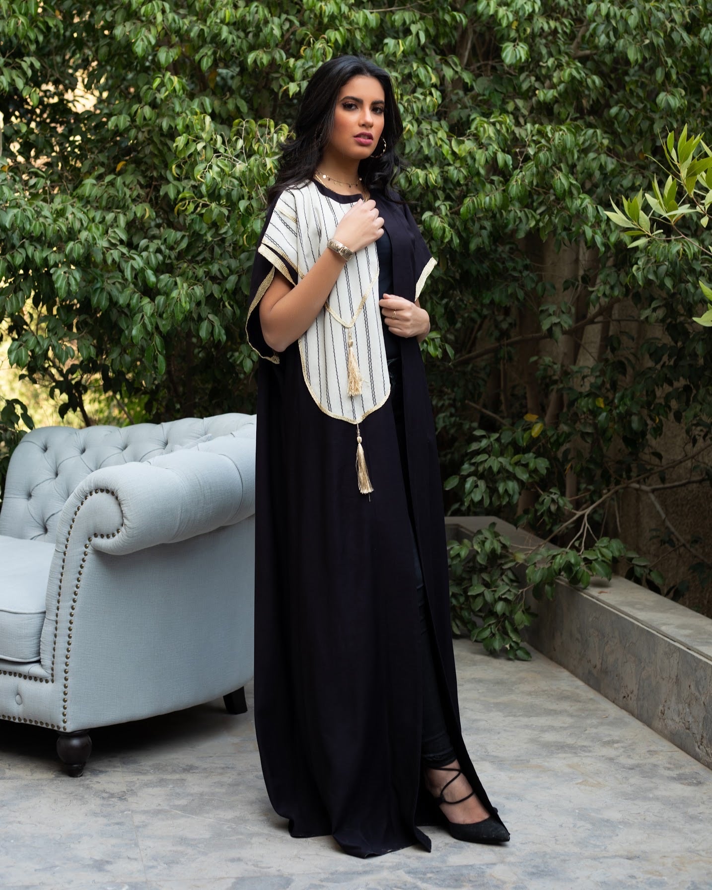 Islamic Black Short Sleeves Kaftan