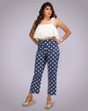 Navy Polka Dots Linen Pants